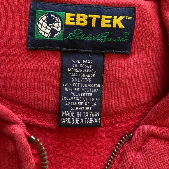 Eddie Bauer Mens Red 3/4 zipper pullover hoodie size XXL - Picture 7 of 11